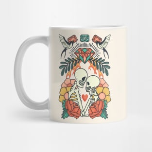 Skeletons embracing in Love // Edgy Tattoo-Style Vintage Valentine's Day Mug